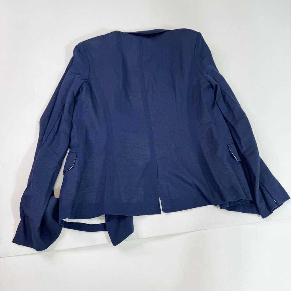 Joie Blazer Womens Size 8 Navy Blue Silk Blend Notch Collar Open Preppy Career - Picture 6 of 7